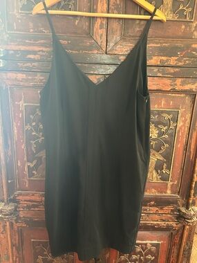 Bassike Black Slip Dress - V-Neck Spaghetti Straps